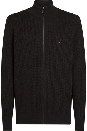 Tommy Hilfiger Black Herringbone 100% Cotton Zip Jumper L