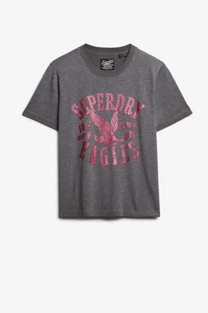 Superdry Grey Embellish Varsity Relaxed T-Shirt AU 10