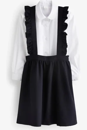 Next Ruffle School Pinafore And Long Sleeve Shirt Set (3-14yrs) 12 Years (152cm)