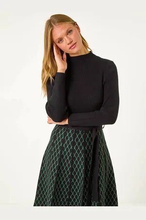 Roman Contrast Skirt Ribbed Jumper Dress AU 16