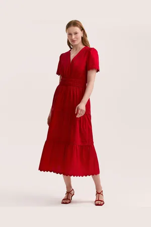 Finery London Wren Cotton Ric Rac Detail Tiered Midi Dress 24