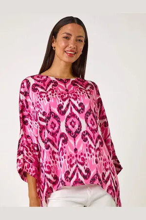 Roman Pink Ikat Print Tunic Top AU 12