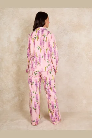 Their Nibs Pink Wisteria Cotton Long Traditional Pyjamas Set XS