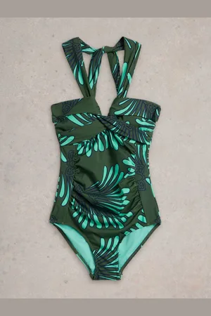 White Stuff Green Suzi Wrap Swimsuit AU 10
