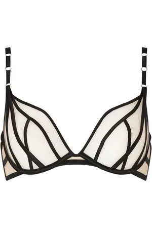 Ann Summers Black Sheer Desire Illusion Mesh Non Pad Plunge Bra 32 DD