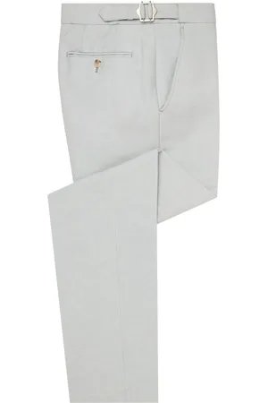 Remus Grey Slim Leg Linen-Blend Formal Trousers 36r