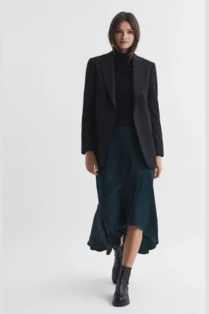 Reiss Inga Satin High Rise Midi Skirt AU 14