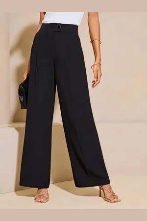 Lipsy London Black Petite Relaxed Wide Leg Tailored Trousers AU 16
