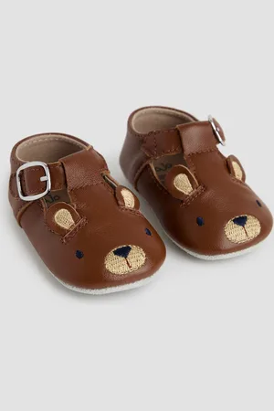 JoJo Maman Bébé Brown Classic Leather Bear Pre Walker Shoes Upto 6 Months (50