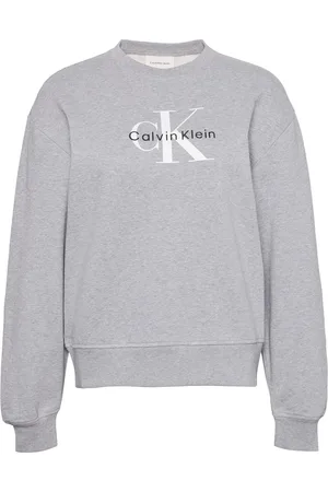 Calvin Klein Grey Relaxed Terry Crew Neck Sweatshirt medium