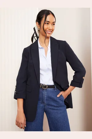 Friends Like These Navy Edge to Edge Tailored Sleeve Detail Blazer AU 16