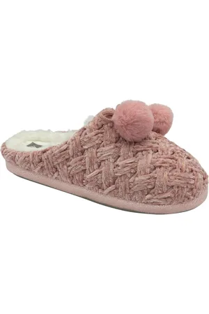 Dunlop Light Pink Ladies Knitted Closed Toe Mule Slippers AU 7 (EU 38)