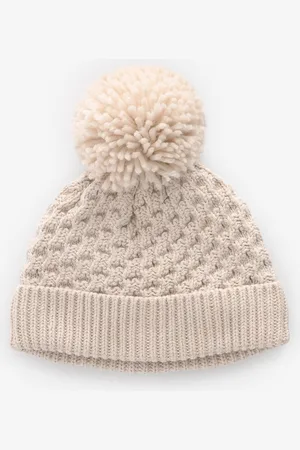 Next Cream Knitted Pom Waffle Baby Hat 3