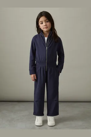Reiss Navy Nala 4-9 yrs Jersey High Collar Jumpsuit 7