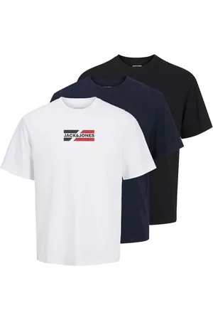 JACK & JONES Blue 3 Pack Short Sleeve Graphic Logo T-Shirts XL