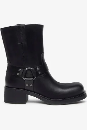 Nero Giardini Black Leather Square Toe Western Ankle Boots AU 6 (EU 37)