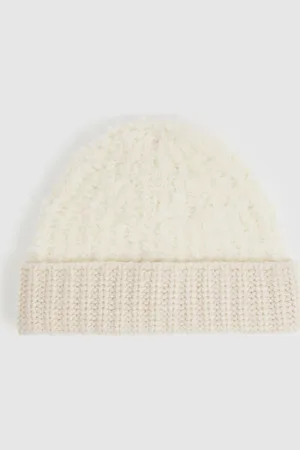 Reiss Cream Benny Fluffy Beanie With Wool 11-14 Yrs