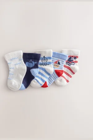 Next Blue Nautical Baby Socks 5 Pack (0mths-2yrs) 3