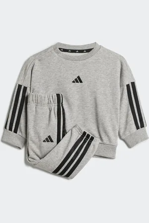 adidas Grey Essentials Infant 3 Stripe Tracksuit 3