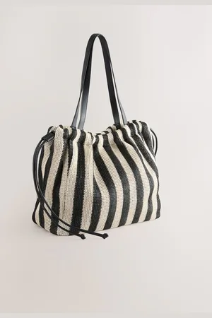 Next Black & White Raffia Shoulder Bag One