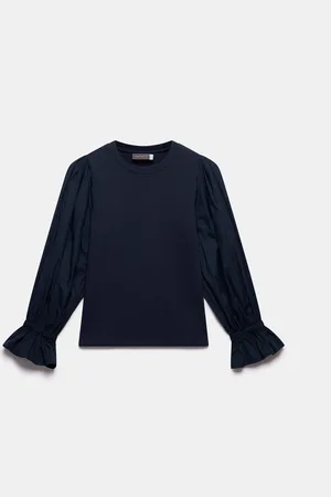 mint&berry Blue Fluted Sleeve Sweatshirt M
