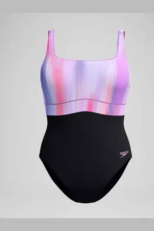Speedo Black Shaping Contour Eclipse Printed Swimsuit AU 14