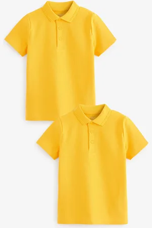 Next Regular Fit Cotton School Short Sleeve 100% Cotton Polo Shirts 2 Pack (3-16yrs) 15 Years (170cm)
