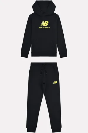 New Balance Black Boys Brush Back Stacked Logo Hoodie Set 15