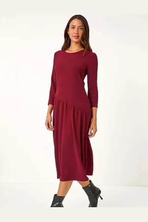 Roman Textured A-Line Stretch Midi Dress AU 16
