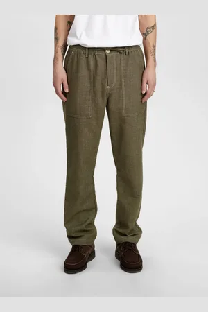 Anerkjendt Khaki Green Akjan Twill Contrast Trousers S