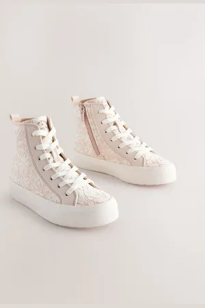 Next Pink Lace Lace-Up High Top Trainers AU 11 (EU 29)