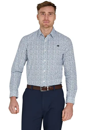 Raging Bull Long Sleeve Floral Print 100% Cotton Poplin Shirt XXL