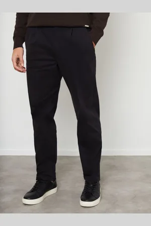 Threadbare Black Cotton Straight Leg Pleated Chino Trousers With Stretch 38