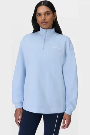 Sweaty Betty Blue Revive Longline Half Zip Sweat Top
