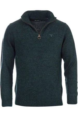 Barbour Green Lambswool Quarter Zip Jumper L