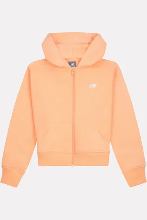 New Balance Orange Small Girls Brush Back Logo Zip Hoodie 14