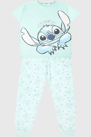 Brand Threads Blue Ladies 100% Cotton Disney Stitch Pyjama Set S