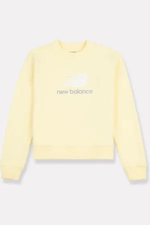 New Balance Yellow Kids French Terry Stacked Logo Crew Sweatshirt 7