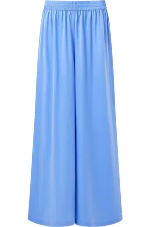 French Connection Blue Damasco Air Flow Poly Wide Trousers small