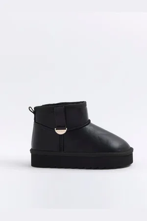 River Island Black Girls Faux Fur Lined Boots AU 5 (EU 38)