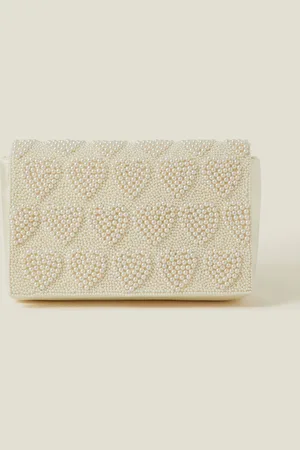 Accessorize Natural Bridal Pearl Heart Clutch Bag One
