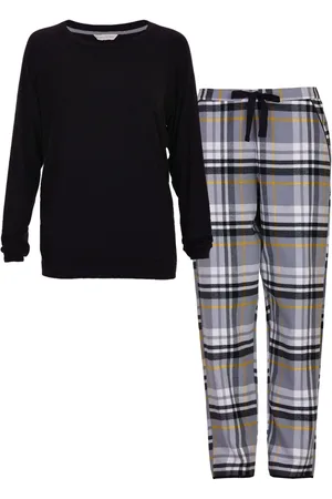 Cyberjammies Grey Slouch Top and Check Bottoms 100% Cotton Pyjamas Set AU 14