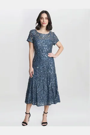 Gina Bacconi Andrea A-Line Dress With Illusion Neckline AU 20
