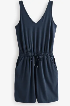 Next Navy Jersey V-Neck Playsuit AU 20 Tall