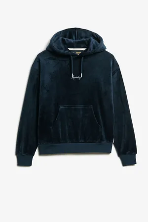 Superdry Blueberry Navy Country Club Velour Loose Hoodie AU 12