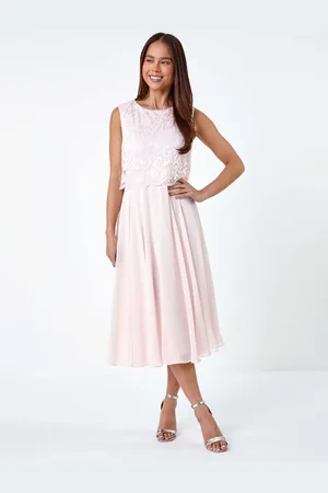 Roman Lace Pleated Midi Dress AU 18