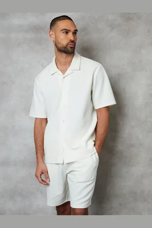 Threadbare Textured Revere Collar Short Sleeve Shirt L