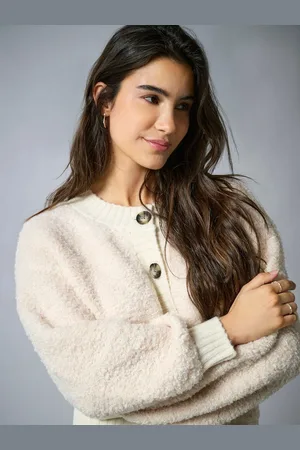 JDY Cream Cosy Knitted Button Cardigan AU 16