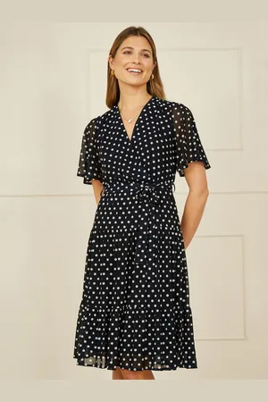 Yumi Dot Print Mesh Stretch Midi Skater Dress AU 16