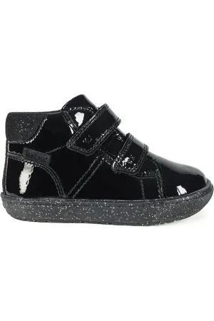 Toezone Riley Girls Crinkle Patent Rip Tape Black Boots AU 4 (EU 22)